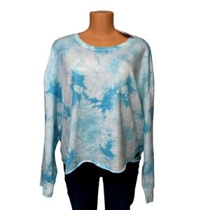 DKNY Jeans Tie Dye Crew Neck Sweatshirt Light Blue Womens XL MSRP 79
